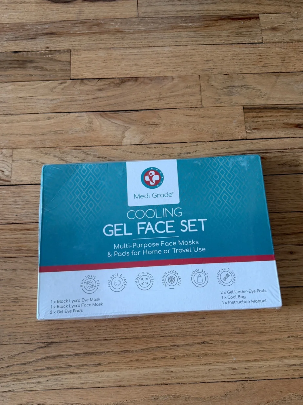 Cooling Gel Face Set - Teal Green Soothing Mask & Eye Pads